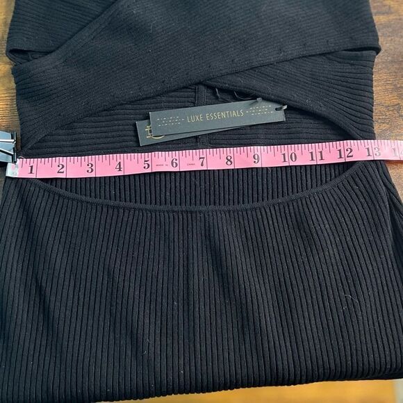 House of Harlow 1960 Ribbed Knit Wide Strap CutOut Midi Dress, Black. Large. NWT - Picture 13 of 13